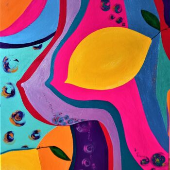Painting titled "Serie Psycho fruits…" by Katharina Eisenberg, Original Artwork, Acrylic Mounted on Wood Stretcher frame