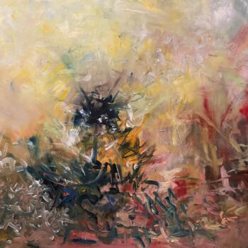 Pintura intitulada "Verdoyance aurorale" por Frédéric Pierre Lemonnier Lemonnier, Obras de arte originais, Óleo Montado em A…