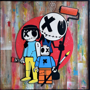 Painting titled "Barbouilleurs" by Arsen, Original Artwork, Acrylic Mounted on Wood Stretcher frame