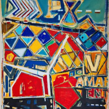 「Walking on the land」というタイトルの絵画 José Fonteによって, オリジナルのアートワーク, オイル ウッドパネルにマウント