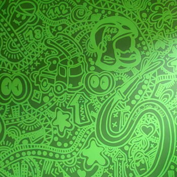 绘画 标题为“Fresque doodle vert…” 由Isabelle Jura, 原创艺术品, 丙烯