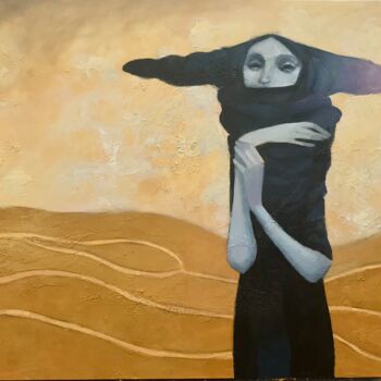 Schilderij getiteld "Dunas" door Cesar Ayllón, Origineel Kunstwerk, Olie Gemonteerd op Frame voor houten brancard