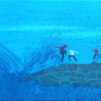 Peinture intitulée "frolicking on the r…" par Yeshaya Dank, Œuvre d'art originale, Aquarelle