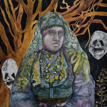 Painting titled "Bone Woman" by Coco Sanne Hassink, Original Artwork, Acrylic