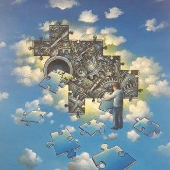 Painting titled "Le mécanisme du men…" by Daniel Schaub, Original Artwork, Oil