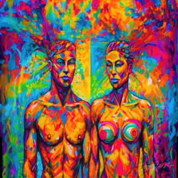 Digitale Kunst mit dem Titel "Couples Look Alike…" von Sykart Designs, Original-Kunstwerk, KI-generiertes Bild
