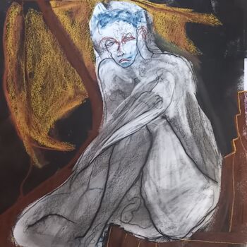 Drawing titled "le radeau de la med…" by Evelyne Cassan, Original Artwork, Pastel