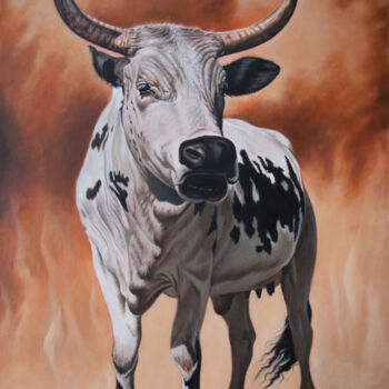 Peinture intitulée "Nguni" par Ilse Kleyn Jordaan, Œuvre d'art originale, Huile