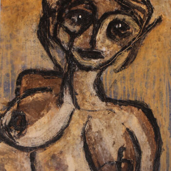 Painting titled "Margarita" by Albert Cruells, Original Artwork, Acrylic Mounted on Wood Stretcher frame