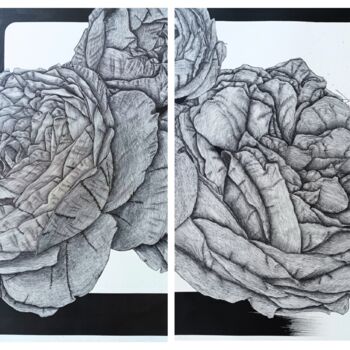 Pittura intitolato "Traits Roses" da Assia Benkahoul, Opera d'arte originale, Inchiostro