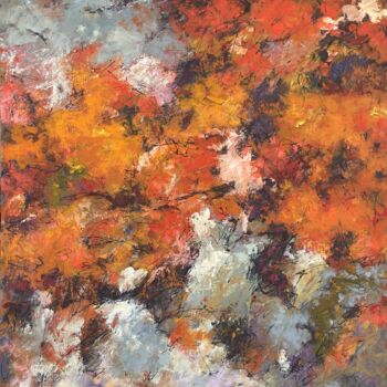 Painting titled "Rojo Atardecer" by Alfonso Sosa, Original Artwork, Acrylic Mounted on Wood Stretcher frame