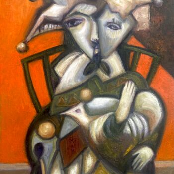 Painting titled "Reina arlequín" by Alfonso Sosa, Original Artwork, Acrylic Mounted on Wood Stretcher frame