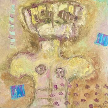Painting titled "Reina egipcia" by Alfonso Sosa, Original Artwork, Oil Mounted on Wood Panel