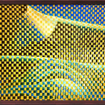 Peinture intitulée "Challenge vibe. Mix…" par Tetiana Sanzharovska, Œuvre d'art originale, Ruban adhésif