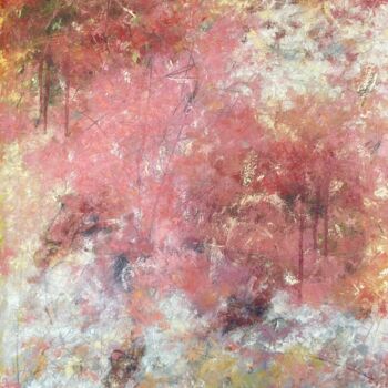 Painting titled "Rosa rojizo" by Alfonso Sosa, Original Artwork, Oil Mounted on Wood Stretcher frame