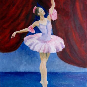 Schilderij getiteld "Ballet Dancer" door Juri Semjonov, Origineel Kunstwerk, Olie Gemonteerd op Frame voor houten brancard