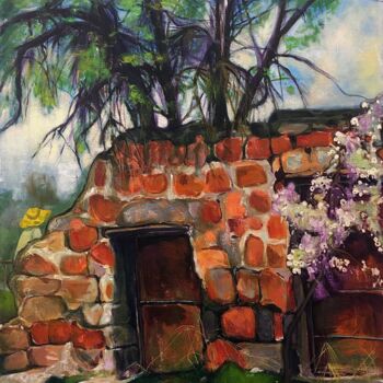 Painting titled "''Landscape''2" by Raffi Ghazaryan, Original Artwork, Oil Mounted on Wood Stretcher frame