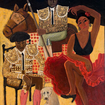 Malerei mit dem Titel "Spanish postcard" von Albert Cruells, Original-Kunstwerk, Acryl Auf Keilrahmen aus Holz montiert
