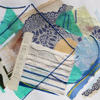 Collages intitulée "Broderie IV" par Frédérique Girin, Œuvre d'art originale, Collages Monté sur Plexiglas