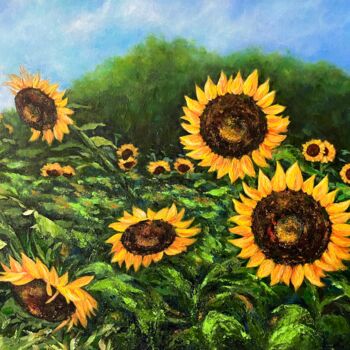 Peinture intitulée "Blooming in the sun" par Jesline Er, Œuvre d'art originale, Acrylique Monté sur Châssis en bois