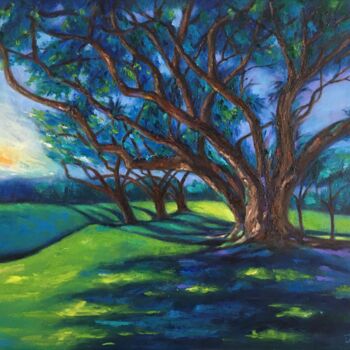 "Early dawn through…" başlıklı Tablo Jesline Er tarafından, Orijinal sanat, Petrol Ahşap Sedye çerçevesi üzerine monte edilm…