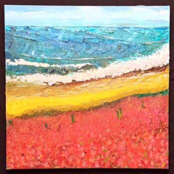 Malerei mit dem Titel "Blooming ocean 1 of…" von Anton Kamenev, Original-Kunstwerk, Öl Auf Holzplatte montiert