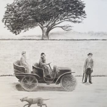图画 标题为“L'automobile - Débu…” 由Eric Audry, 原创艺术品, 木炭