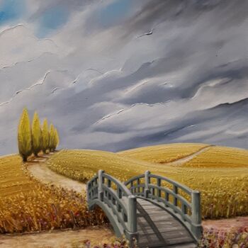 Painting titled ""Après le deuxième…" by Frédéric Letrun, Original Artwork, Oil Mounted on Wood Panel
