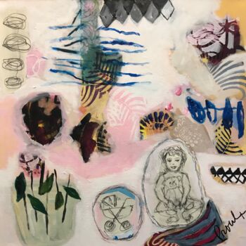 Malerei mit dem Titel ""Martine en vacance…" von Johanne Proulx, Original-Kunstwerk, Acryl Auf Keilrahmen aus Holz montiert