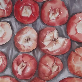 Ζωγραφική με τίτλο "Baked apples" από Anna Hnatiuk, Αυθεντικά έργα τέχνης, Ακουαρέλα