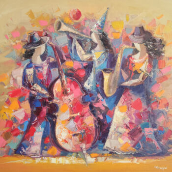 Pintura titulada "Ladies in Jazz" por Hayk Miqayelyan, Obra de arte original, Oleo Montado en Bastidor de camilla de madera