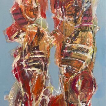 Painting titled "Personajes" by Alfonso Sosa, Original Artwork, Acrylic Mounted on Wood Stretcher frame