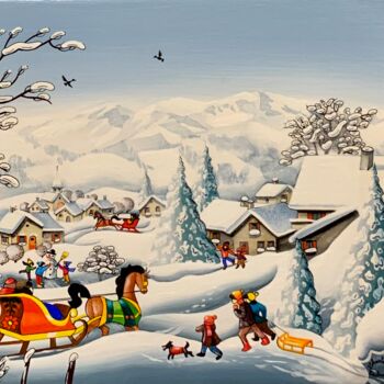 Painting titled "Le bel hiver" by Charlotte Lachapelle, Original Artwork, Acrylic