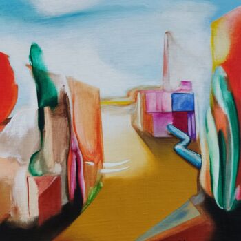 Ζωγραφική με τίτλο "Elemental landscape" από Sentio O.M.T., Αυθεντικά έργα τέχνης, Ακρυλικό Τοποθετήθηκε στο Ξύλινο πάνελ
