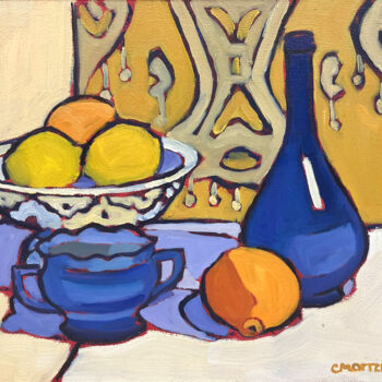 Malerei mit dem Titel "The Blue Bottle" von Catherine J. Martzloff, Original-Kunstwerk, Öl
