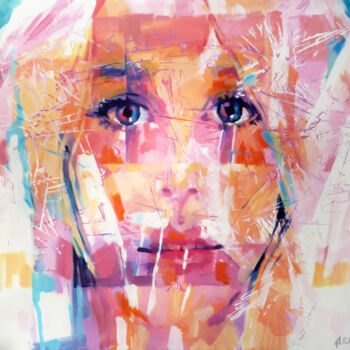 Painting titled "PINK PORTRAIT C" by Aleksandr Ilichev, Original Artwork, Acrylic