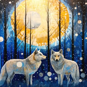 Digital Arts με τίτλο "Wolves Match - Wolf…" από Sykart Designs, Αυθεντικά έργα τέχνης, Εικόνα που δημιουργήθηκε με AI