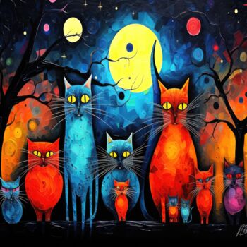 Digital Arts με τίτλο "Cats Of The Cosmos…" από Sykart Designs, Αυθεντικά έργα τέχνης, Εικόνα που δημιουργήθηκε με AI