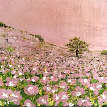 Painting titled "La vie en rose" by Elena Barón, Original Artwork, Acrylic Mounted on Wood Panel