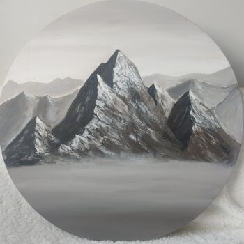 Painting titled "Mountains" by Yuliya Zhuk, Original Artwork, Acrylic Mounted on Wood Stretcher frame
