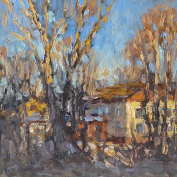 Картина под названием "Cold day" - Alexander Dolosov, Подлинное произведение искусства, Масло Установлен на Деревянная рама…