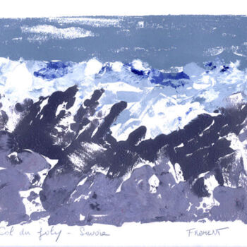 Gravures & estampes intitulée "Col du Joly - Savoi…" par Michèle Froment, Œuvre d'art originale, Monotype