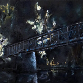 Schilderij getiteld "La passerelle de Ch…" door Laurent Chevalet, Origineel Kunstwerk, Pastel