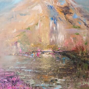 Painting titled "Shimmering mountain" by Elena Mardashova, Original Artwork, Oil