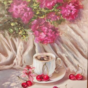 Painting titled "Cherry season" by Elena Mardashova, Original Artwork, Oil