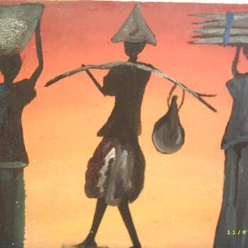 「xxx」というタイトルの絵画 Boubacar Sowによって, オリジナルのアートワーク, オイル