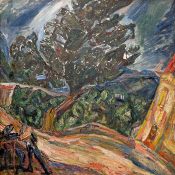 Peinture intitulée "Le Gros arbre bleu" par Chaïm Soutine, Œuvre d'art originale, Huile