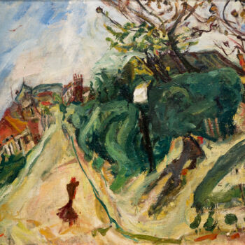 Peinture intitulée "Paysage avec person…" par Chaïm Soutine, Œuvre d'art originale, Huile