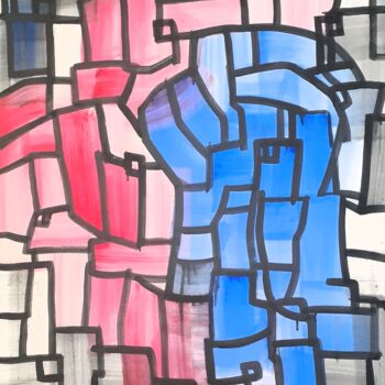 Painting titled "捉迷藏" by Zhao Le Men, Original Artwork, Gouache