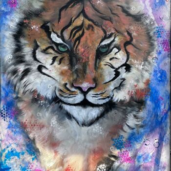 Peinture intitulée "Predatory eye" par Olena Bunina (Helena Bunina), Œuvre d'art originale, Acrylique